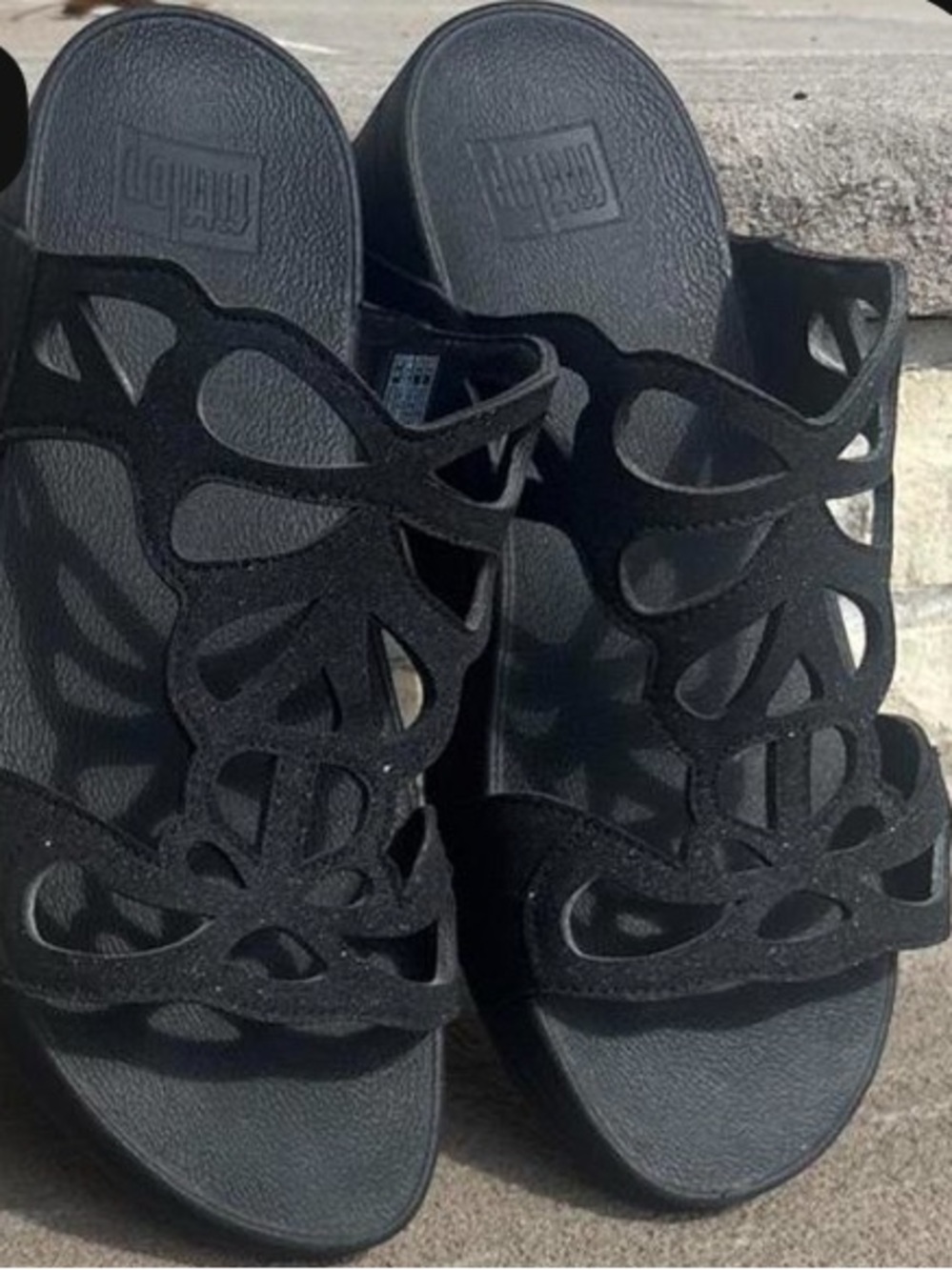 FitFlop Bumble Glitter slides in Black